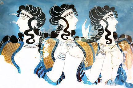 Fresco micénico del palacio del rey Minos en Creta.